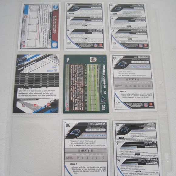 Lot of 8 Carolina Panthers NFL Player Cards - Picture 2 of 12